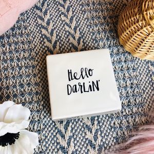 Rae Dunn Black HELLO DARLIN’ Ceramic Decor